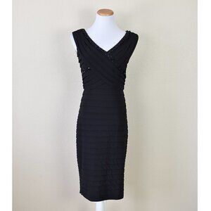 Cache Tiered Black Sheath Formal Dress 6